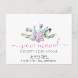 Cartão Postal De Anúncio Nos mudamos, Cactus Succulent