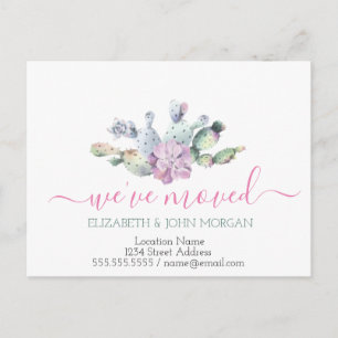 Cartão Postal De Anúncio Nos mudamos, Cactus Succulent