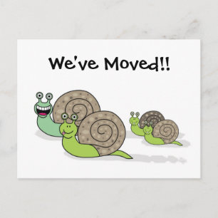 Cartão Postal De Anúncio Nós Mudamos de Casa Caracóis