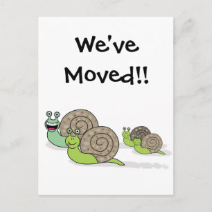 Cartão Postal De Anúncio Nós Mudamos de Casa Caracóis