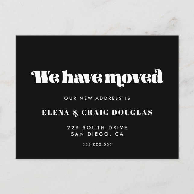 Cartão Postal De Anúncio Nós mudamos Mudança Vintage (Frente)