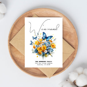 Cartão Postal De Anúncio Nós Mudamos Novo Endereço Borboleta Aquarela