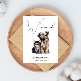 Cartão Postal De Anúncio Nós Mudamos Novo Endereço Gato Cachorro Aquarela M