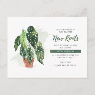 Cartão Postal De Anúncio Nós Mudamos Plantamos Novas Raízes Botânico Mudand