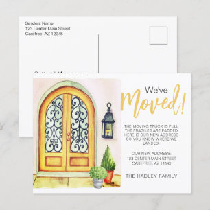 Cartão Postal De Anúncio Nós Mudamos Porta Amarela