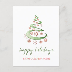 Cartão Postal De Anúncio Nós Nos Mudamos, Árvore De Natal, Feriado De Bolas