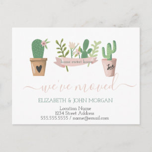 Cartão Postal De Anúncio Nós nos mudamos, Cactus Announement Postcard