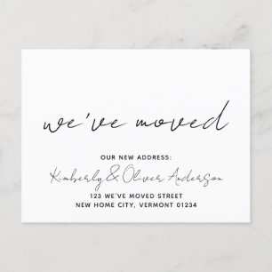 Cartão Postal De Anúncio Nós nos mudamos Caligrafia à Mão Endereço Mudança