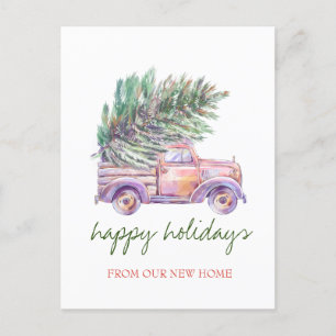 Cartão Postal De Anúncio Nós nos mudamos,Caminhão Chic,Árvore de Natal de P