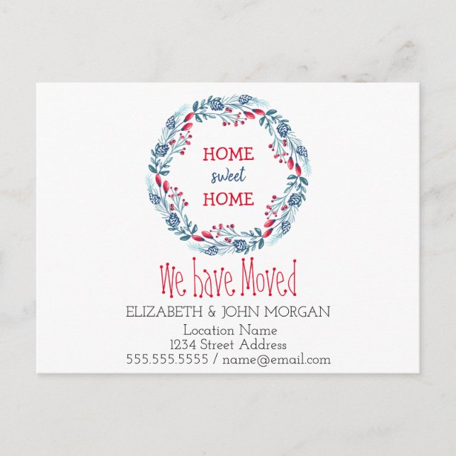 Cartão Postal De Anúncio Nós nos mudamos,Coroa, Lar Doce Lar (Frente)