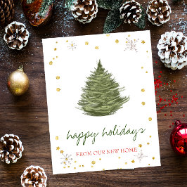 Cartão Postal De Anúncio Nós nos mudamos,Flocos de Neve da Árvore de Natal