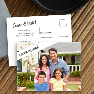 Cartão Postal De Anúncio Nós nos mudamos - Foto com Mensagem Personalizada