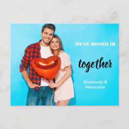 Cartão Postal De Anúncio Nós nos mudamos juntos foto personalizada do casal