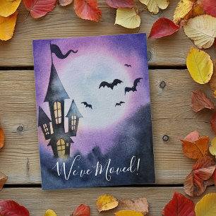 Cartão Postal De Anúncio Nós nos mudamos Novo Endereço Aquarela Halloween