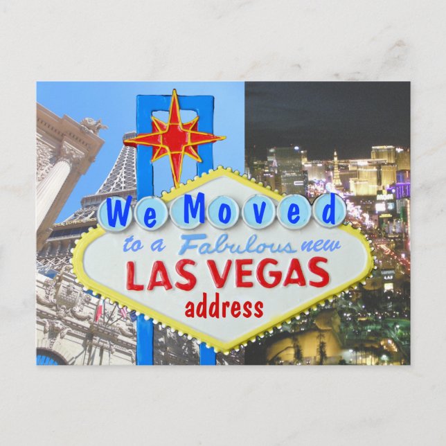 Cartão Postal De Anúncio Nós nos mudamos Novo Endereço Las Vegas (Frente)