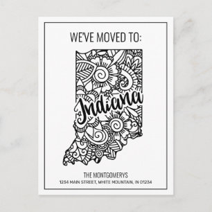 Cartão Postal De Anúncio Nós nos mudamos para o Mandala Floral do Estado de