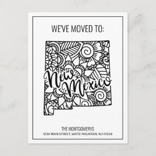 Cartão Postal De Anúncio Nós nos mudamos para o Mandala Floral do Estado do