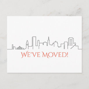 Cartão Postal De Anúncio Nós nos mudamos para San Francisco City Skyline