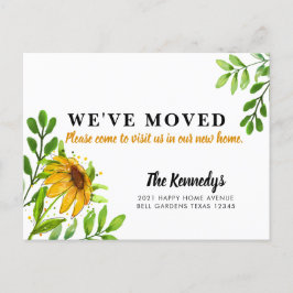 Cartão Postal De Anúncio Nós nos mudamos para uma nova casa Amarelo Floral