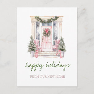 Cartão Postal De Anúncio Nós nos mudamos, Porta frontal de feriado