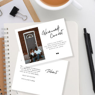 Cartão Postal De Anúncio Nós nos mudamos venha visitar foto mudança moderna