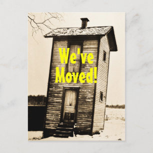 Cartão Postal De Anúncio Nós nos mudamos! Vintage 2 Story Outhouse