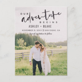 Cartão Postal De Anúncio Nossa Aventura Começa Script Foto Salvar Data