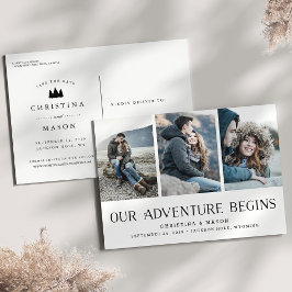 Cartão Postal De Anúncio Nossa Aventura Começa | Três Fotos Save the Date