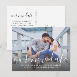 Cartão Postal De Anúncio Nossa Nova Foto de Casamento de Script Manuscrito 