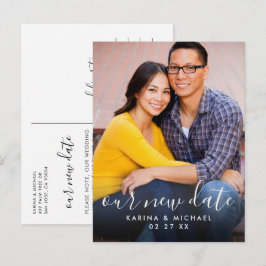 Cartão Postal De Anúncio Nossa Nova Foto de Casamento de Script Manuscrito 