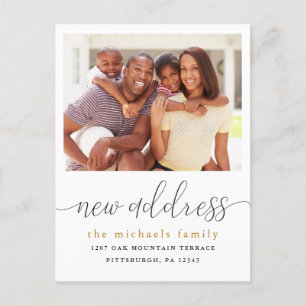 Cartão Postal De Anúncio Nova caligrafia de endereço Mudança de foto