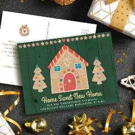 Cartão Postal De Anúncio Nova Casa Biscoito de gengibre Rústico Verde Feria