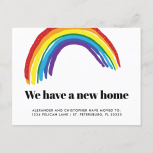 Cartão Postal De Anúncio Nova Casa Casal Gay Arco-íris se Mudando