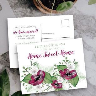 Cartão Postal De Anúncio Nova Casa Doce Lar Aquarela Floral Mudança