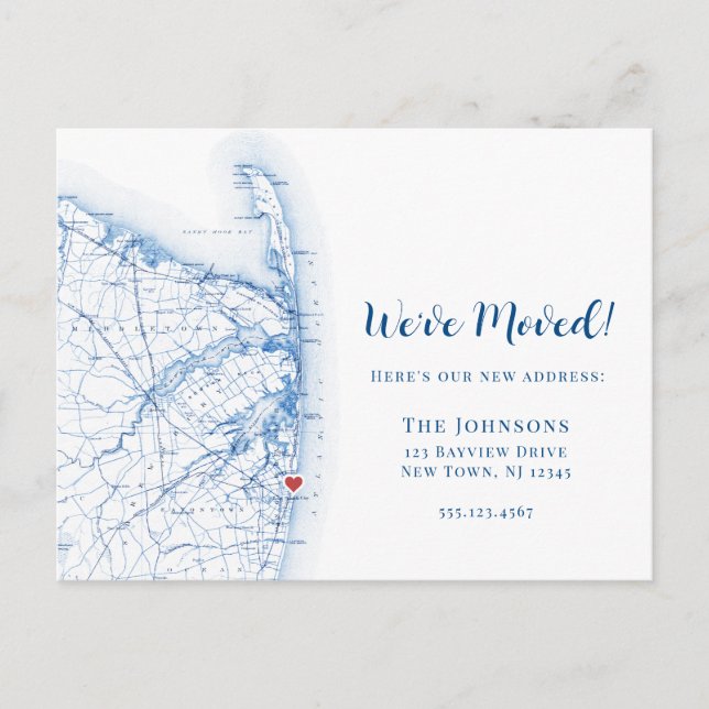 Cartão Postal De Anúncio Nova Casa Long Branch Nova Jersey Mapa Mudança (Frente)