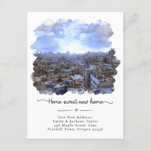 Cartão Postal De Anúncio Nova casa - Novo endereço Watercolor City