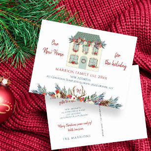 Cartão Postal De Anúncio Nova casa para as festas de fim de ano casa verde 