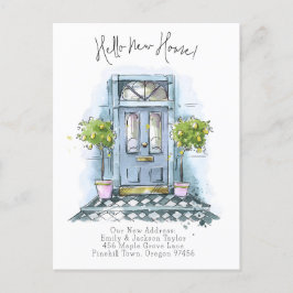 Cartão Postal De Anúncio Nova Casa - Porta Aquarela Endereço Novo Moderno