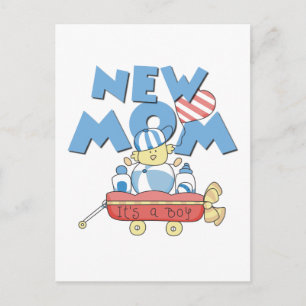 Cartão Postal De Anúncio Nova Mãe É um Menino Camisetas e Presentes