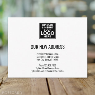 Cartão Postal De Anúncio Nova mudança de endereço com o logotipo comercia