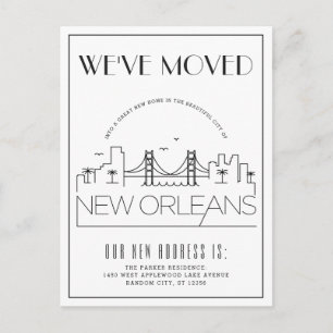 Cartão Postal De Anúncio Nova Orleans Modern Deco   Mudança de Endereço