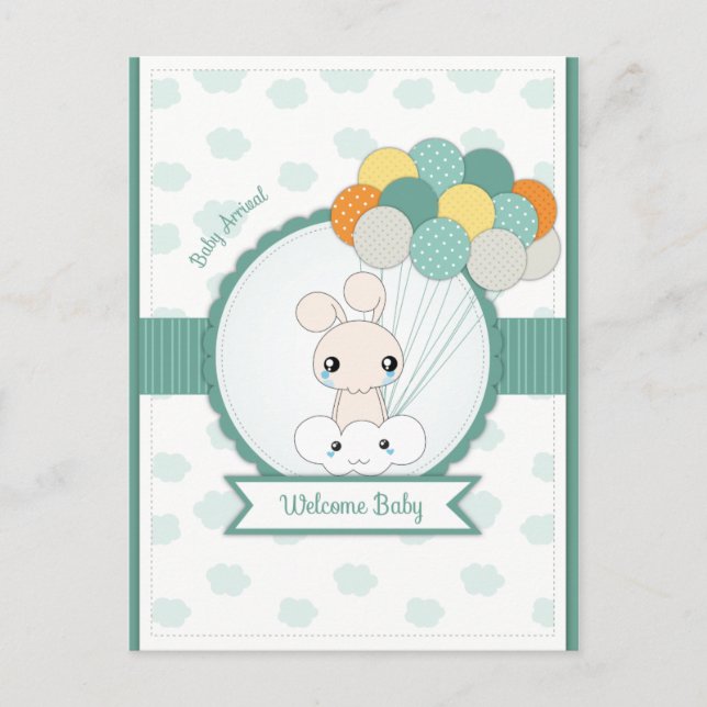 Cartão Postal De Anúncio Novas Parabéns para Bebês (Frente)