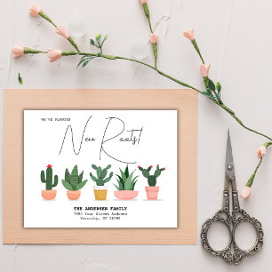Cartão Postal De Anúncio Novas Raízes Plantadas Endereço Cacto Aquarela Mud