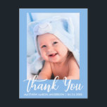 Cartão Postal De Anúncio Novo Bebê Obrigado Azul<br><div class="desc">Novo Bebê Obrigado Cartão Azul</div>