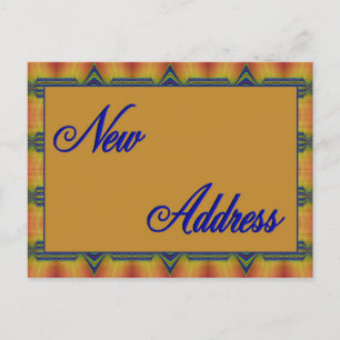 Cartão Postal De Anúncio novo endereço amarelo e azul
