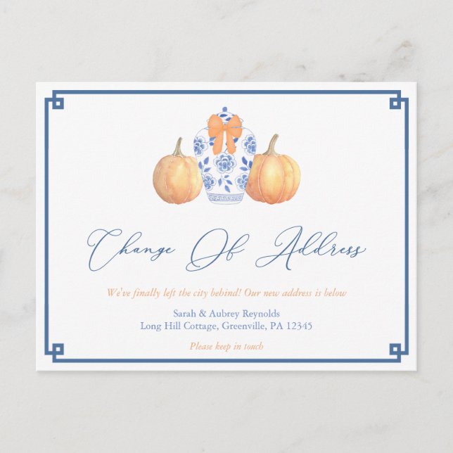 Cartão Postal De Anúncio Novo endereço Aquarela Bombeiros Ginger Mover (Frente)