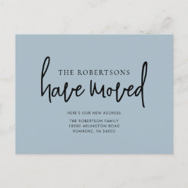 Cartão Postal De Anúncio Novo Endereço: Caligrafia Moderna Dusty Blue Movin