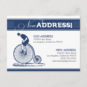 Cartão Postal De Anúncio Novo Endereço! Ciclo Antiquado (marinho)