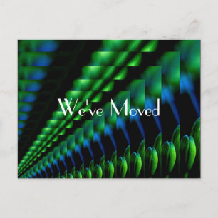Cartão Postal De Anúncio Novo endereço Design preto abstrato verde azul