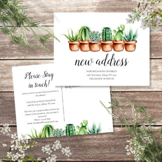 Cartão Postal De Anúncio Novo endereço do Cactus que mudamos para o lançame